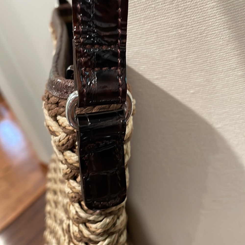 Brighton Woven Straw & Leather Crossbody Bag Handbag Purse - Picture 7 of 14